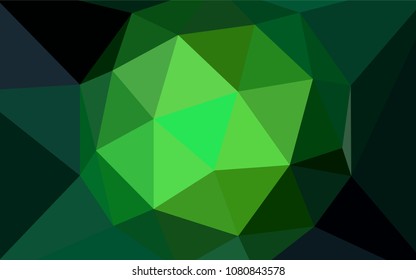 Dark Green vector triangle mosaic template. A sample with polygonal shapes. Brand new style for your business design.