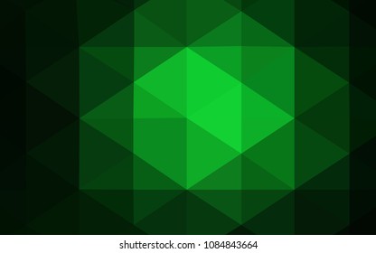 Dark Green vector triangle mosaic texture. Shining colored illustration in a new style. A new texture for your design.