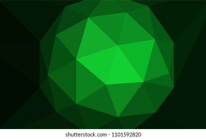 Dark Green vector triangle mosaic template. Shining polygonal illustration, which consist of triangles. Triangular pattern for your design.