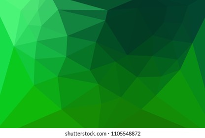 Dark Green vector triangle mosaic template with a heart in a centre. Colorful abstract illustration with triangles. Template for cell phone's backgrounds.