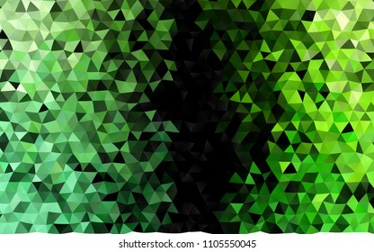 Dark Green vector triangle mosaic background. Creative geometric illustration in Origami style with gradient. A completely new template for your business design.