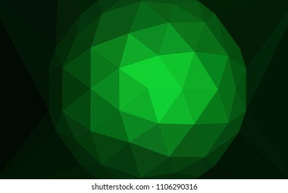 Dark Green vector triangle mosaic cover with a diamond. Polygonal abstract illustration with gradient. Polygonal design for your web site.