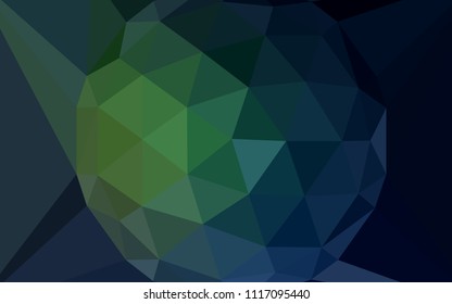 Dark Green vector triangle mosaic cover with a diamond. Illustration in halftone style with triangles. Pattern for a brand book's backdrop.