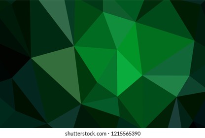 Dark Green vector triangle mosaic cover. Polygonal abstract illustration with gradient. Best triangular design for your business.