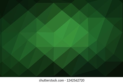 Dark Green vector triangle mosaic texture. Geometric illustration in Origami style with gradient. Brand new design for your business.