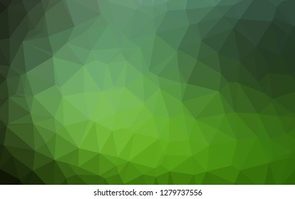 Dark Green vector triangle mosaic texture. Colorful illustration in abstract style with gradient. Template for your brand book.