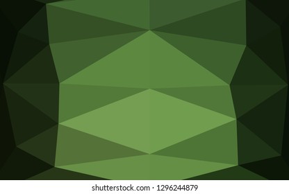 Dark Green vector triangle mosaic texture. Geometric illustration in Origami style with gradient. Brand new style for your business design.