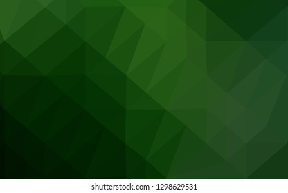 Dark Green vector triangle mosaic template. Geometric illustration in Origami style with gradient. Triangular pattern for your business design.