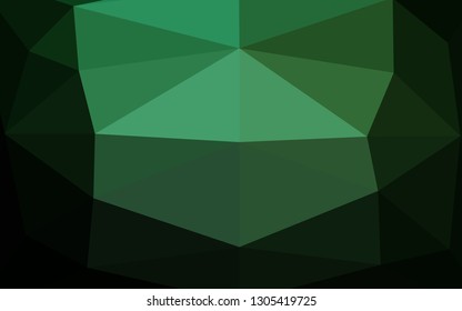 Dark Green vector triangle mosaic template. Geometric illustration in Origami style with gradient. Template for your brand book.