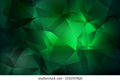 Dark Green vector triangle mosaic background. Elegant bright polygonal illustration with gradient. Polygonal design for your web site.