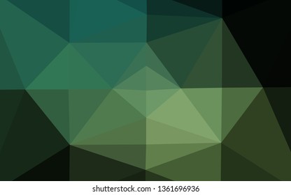 Dark Green vector triangle mosaic cover. Creative illustration in halftone style with gradient. Brand new style for your business design.