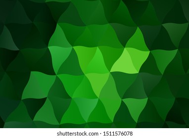 Dark Green vector triangle mosaic background. A sample with polygonal shapes. Template for cell phone's backgrounds.