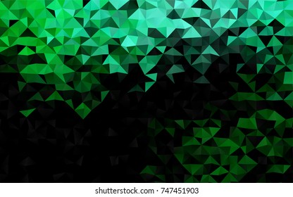 Dark Green vector triangle mosaic template. Shining illustration, which consist of triangles. The elegant pattern can be used as part of a brand book.