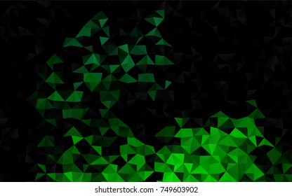 Dark Green vector triangle mosaic background. Shining illustration, which consist of triangles. The elegant pattern can be used as part of a brand book.