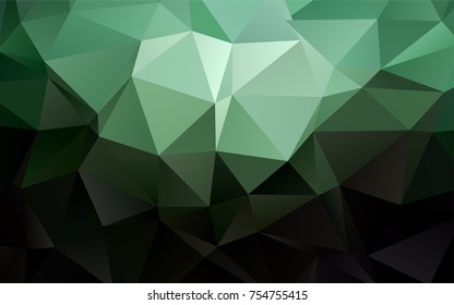 Dark Green vector triangle mosaic pattern. Creative illustration in halftone style with gradient. A completely new template for your business design.