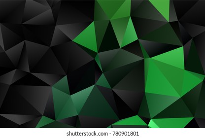 Dark Green vector triangle mosaic background. A vague abstract illustration with gradient. The template can be used as a background for cell phones.