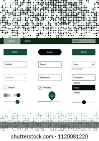 Dark Green vector ui kit with dots. Colorful ui/ux kit with header consisted of spheres. This template you can use for landing pages.