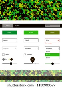 Dark Green vector ui kit with dots. Colorful Style guide with circles on abstract background. This template you can use for websites.