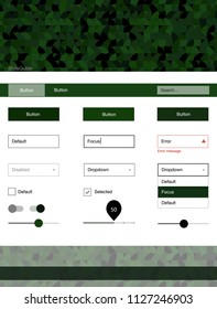 Dark Green vector ui ux kit with circles. Modern Style guide with colorful gradient circles in its header. This template you can use for websites.