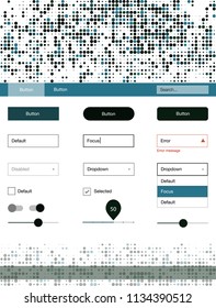 Dark Green vector ui ux kit with circles. Beautiful ui ux kit with colorful dots in its header. This sample is for your website.