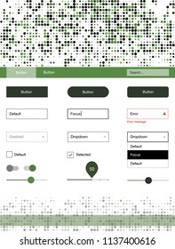 Dark Green vector ui ux kit with circles. Colorful Style guide with circles on abstract background. This template you can use for landing pages.