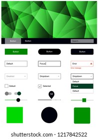 Dark Green vector ui ux kit in triangular style. Decorative ui kit design in abstract style with colorful crystals. This template you can use for websites.