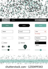 Dark Green vector ui ux kit with circles. Beautiful ui ux kit with colorful dots in its header. Beautiful layout for websites, landing pages.