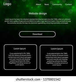 Dark Green vector ui ux kit with space stars. Colorful ui/ux kit with header consisted of clouds & stars. This template you can use for websites.