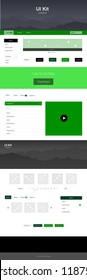 Dark Green vector wireframe kit with nature. Colorful ui/ux kit with header consisted of hills & rocks. Template for website of outdoor activities.