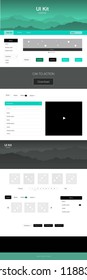 Dark Green vector wireframe kit with nature. Beautiful ui ux kit with colorful mountains in its header. Modern template for your landing page.