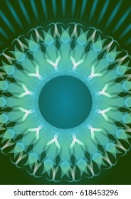 Dark green vertical background with circle shape in optical art style, 3d illusion, vector EPS 10
