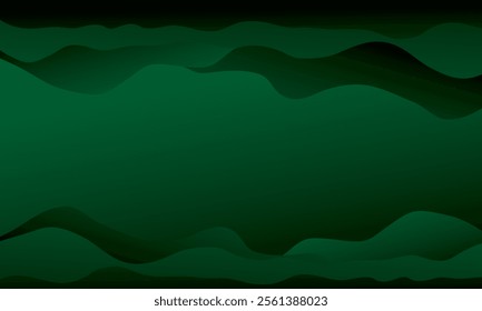 Dark green wave abstract background