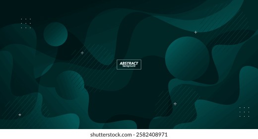 Dark green wave background with simple shapes. Simple green wave design. Modern geometric shape concept. Vector Eps10