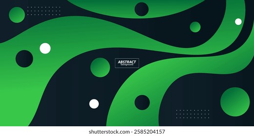 Dark green wave background with simple shapes. Simple green wave design. Modern geometric shape concept. Vector Eps10