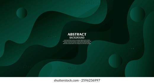 Dark green wave background with simple shapes. Simple green wave design. Modern geometric shape concept. Vector Eps10