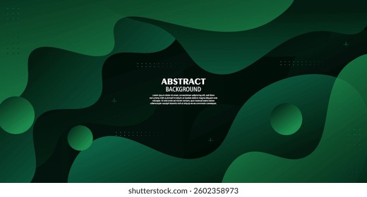 Dark green wave background with simple shapes and patterns. Simple green wave design. Modern geometric shape concept. Vector eps10