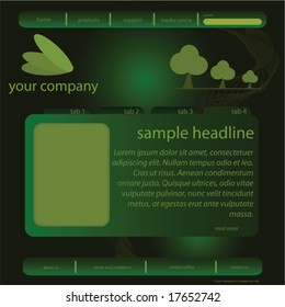 Dark green website set template