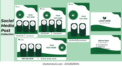 Dark Green and White Colour Healthcare Social Media Post Collections 