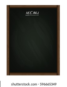 Dark green wooden vector chalk board with title "menu" and space for copy text