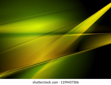 Dark green and yellow abstract shiny background. Vector design