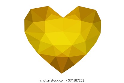 Dark Green, yellow heart isolated on white background. Geometric rumpled triangular low poly origami style gradient graphic illustration. Vector polygonal design for your business. Dark Green, yellow heart isolated on white background. Geometric rumpled triangular low poly origami style gradient graphic illustration. Vector polygonal design for your business.