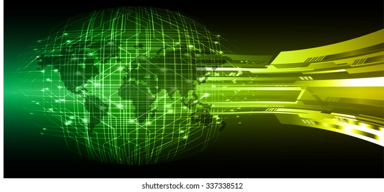 Dark green yellow Light Abstract Technology background for computer graphic website internet and business.circuit.vector illustration.infographics. motion move.neon. pixel, Padlock, World Map, Global