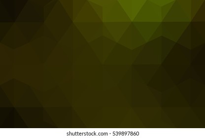 Dark Green Yellow Low poly crystal background. Polygon design pattern. Low poly vector illustration, low polygon background.