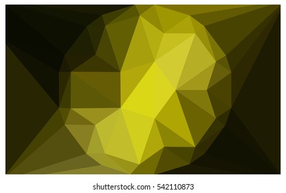 Dark Green Yellow Low poly crystal background. Polygon design pattern. Low poly vector illustration, low polygon background.
