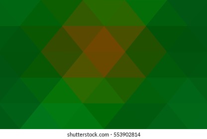Dark Green Yellow Low poly crystal background. Polygon design pattern. Low poly vector illustration, low polygon background.