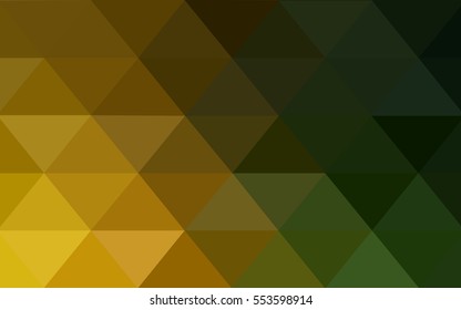 Dark Green Yellow Pattern. Seamless triangular template. Geometric sample. Repeating routine with triangle shapes. Seamless texture for your design. Pattern can be used for background.