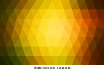 Dark Green Yellow polygonal illustration, which consist of triangles. Triangular pattern for your business design. Geometric background in Origami style with gradient. 