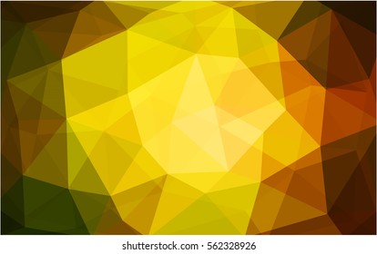 Dark Green Yellow polygonal illustration, which consist of triangles. Triangular pattern for your business design. Geometric background in Origami style with gradient. 