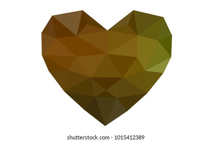 Dark Green, Yellow vector abstract glitter heart shape on white background in love concept for valentine's day with sweet and romantic moment. Polygonal design for your business.