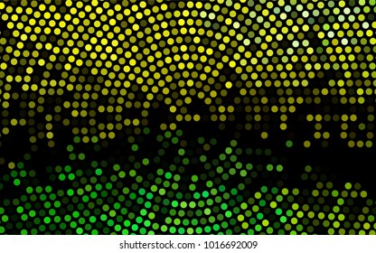 Dark Green, Yellow vector abstract pattern with circles. Geometry template for your business design. Background with colored spheres.